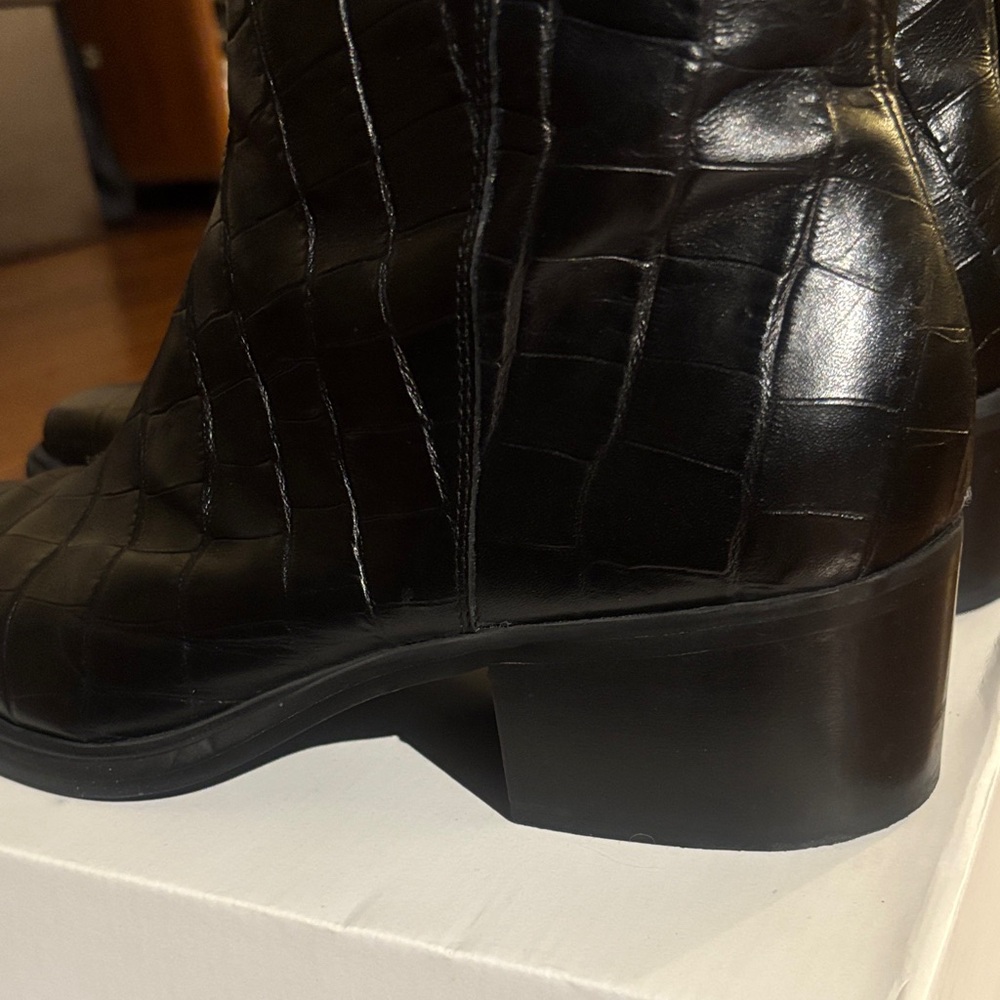 Aldo Black Textured Leather Boots - Picture 3 of 7